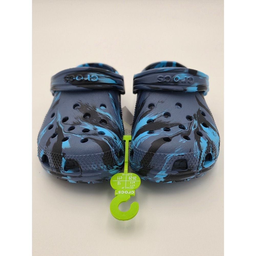 Crocs Classic Marbled Clog K Kids Navy Oxygen Blue Water Shoes Size C11,
